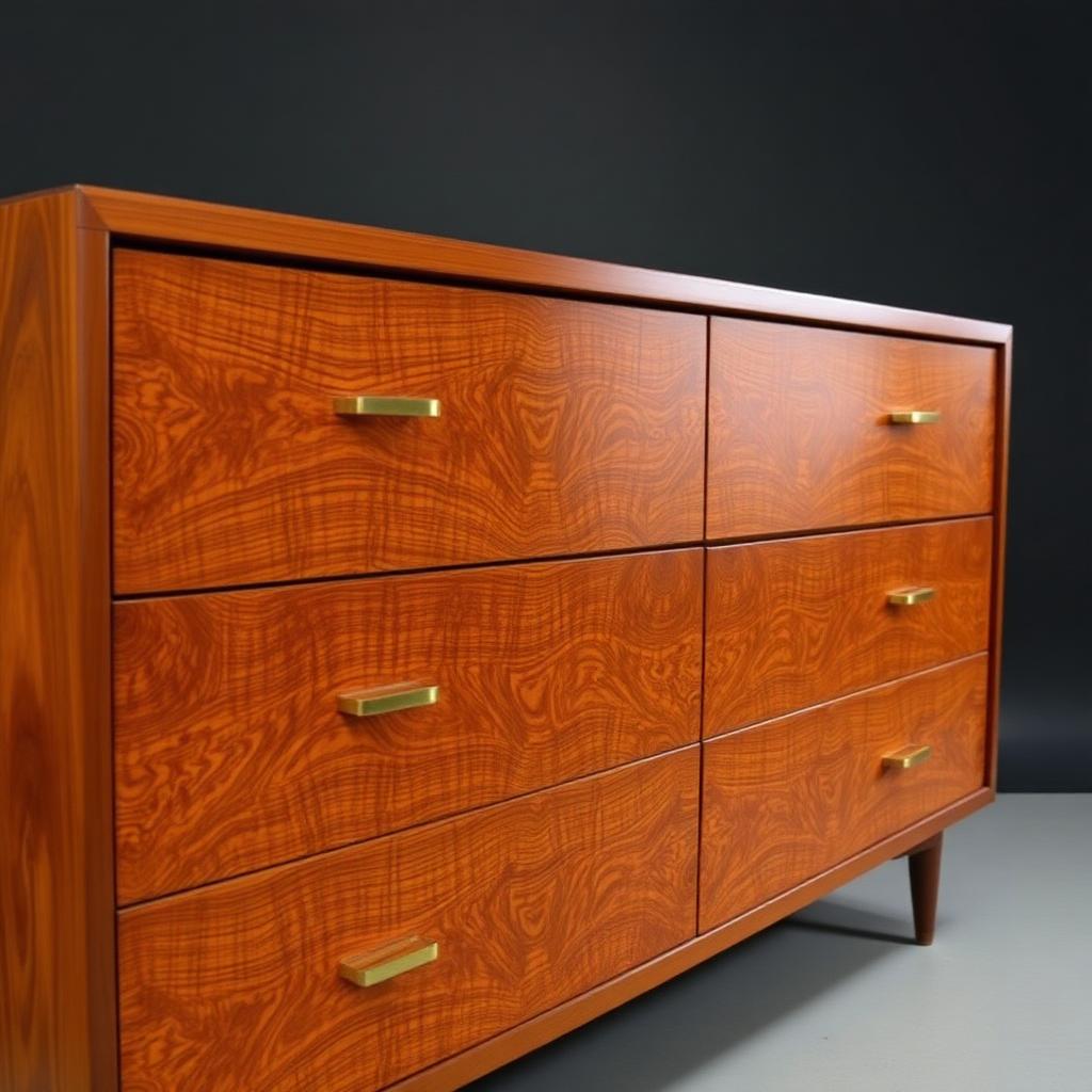 Burlwood Six-Drawer Dresser