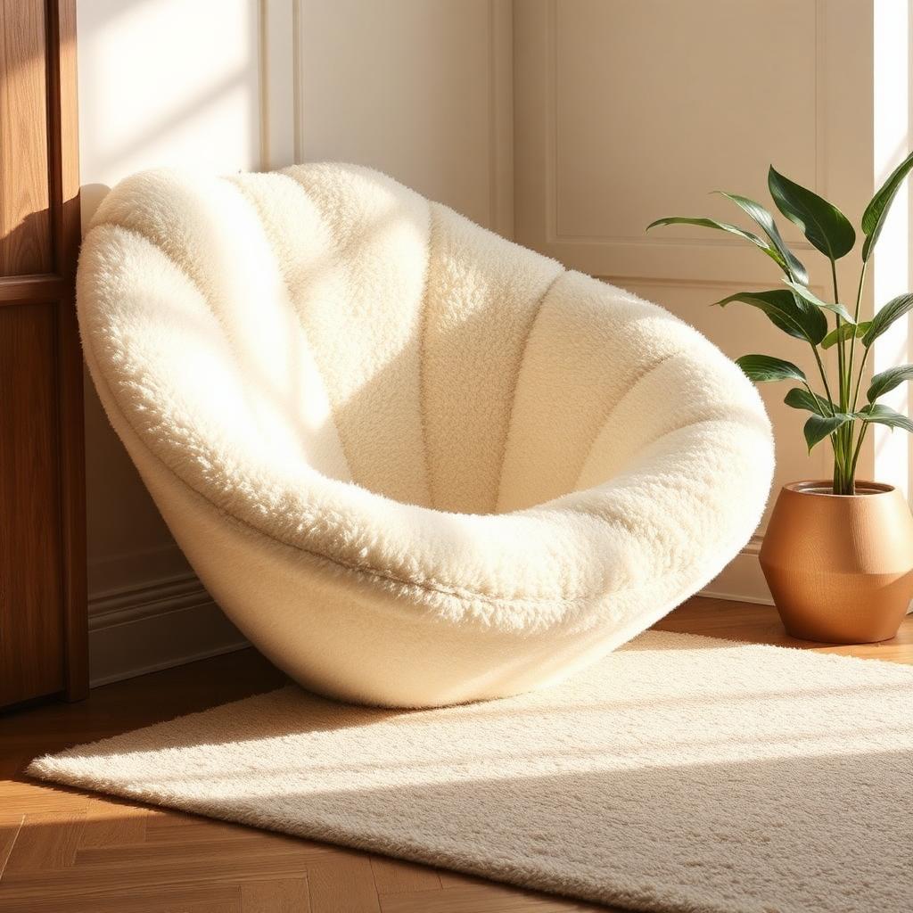 Sculptural Lounge Chair — Shearling