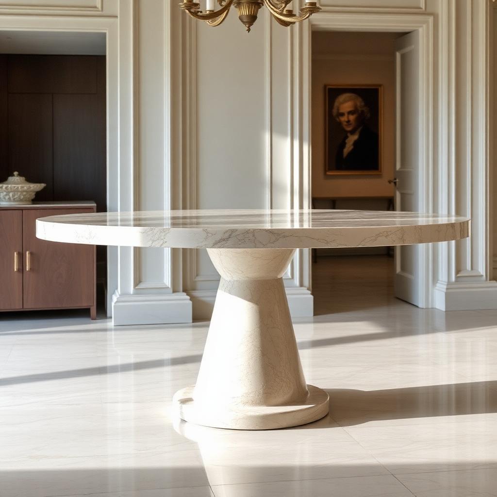 Travertine Pedestal Dining Table — 2.6m