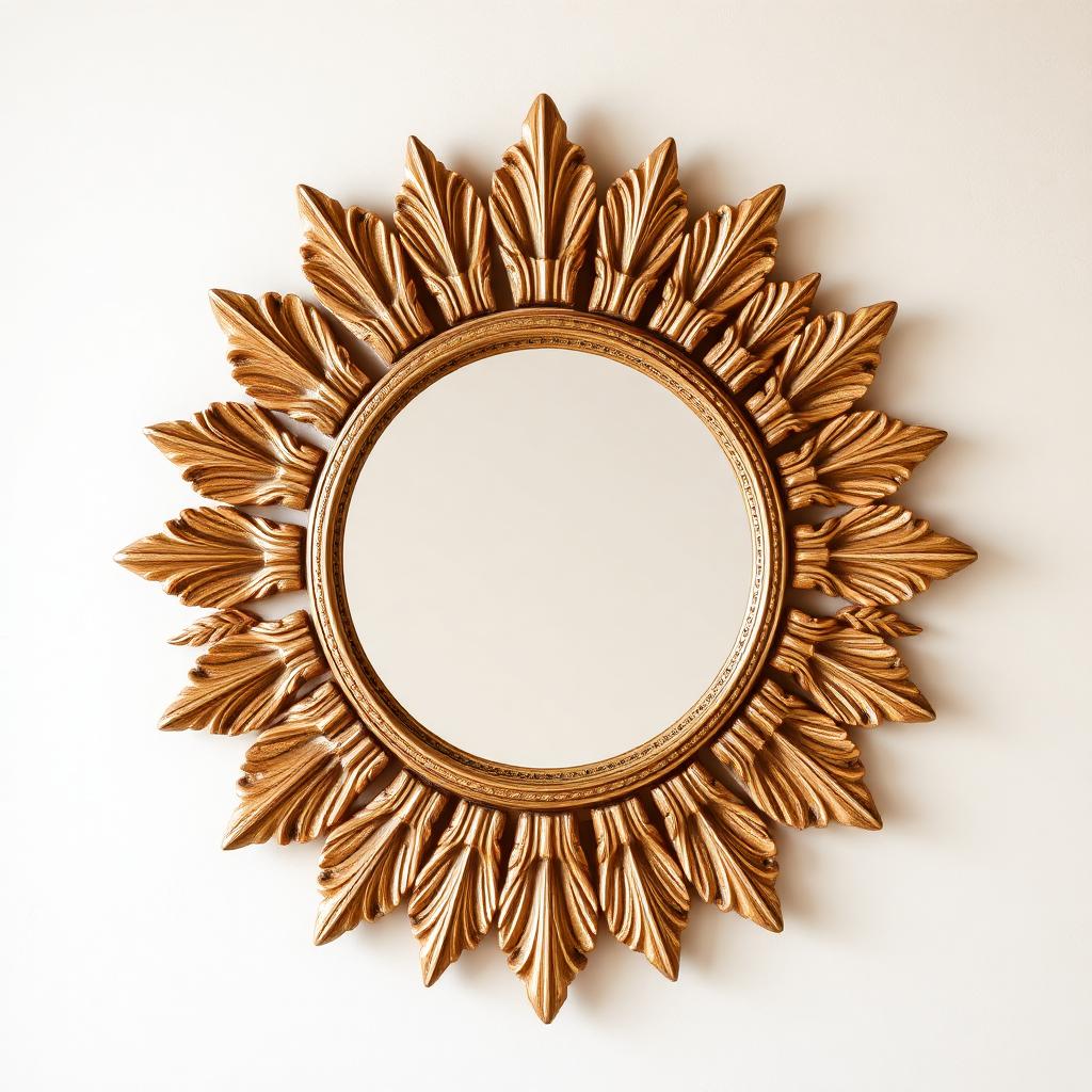Hand-carved Limewood Sunburst Mirror